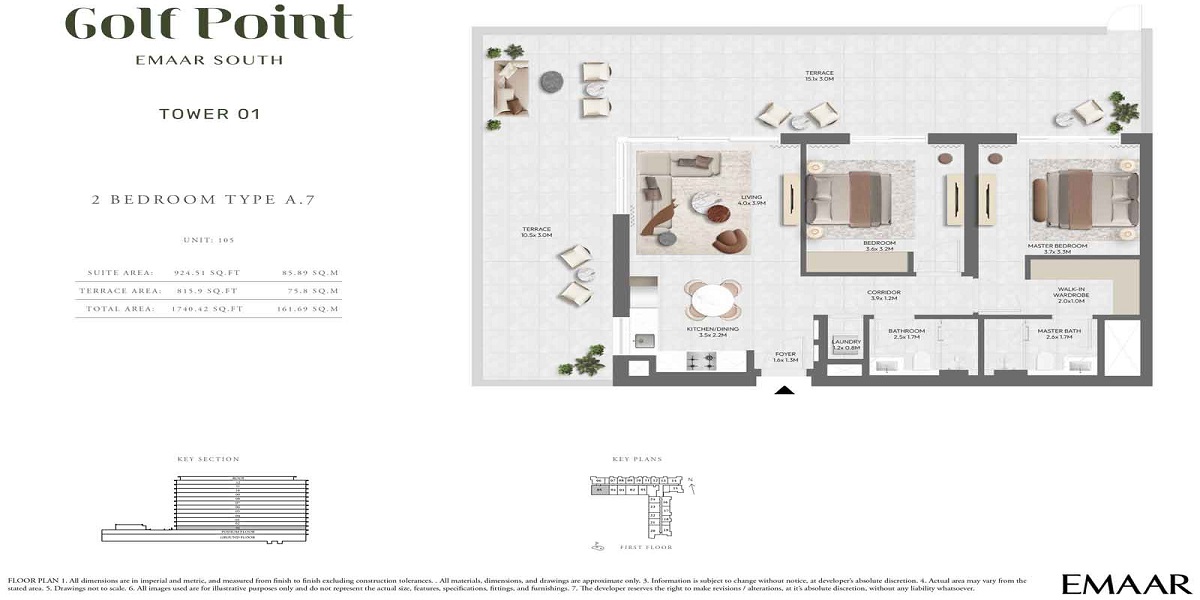 Emaar Golf Point 2 Beds Layout