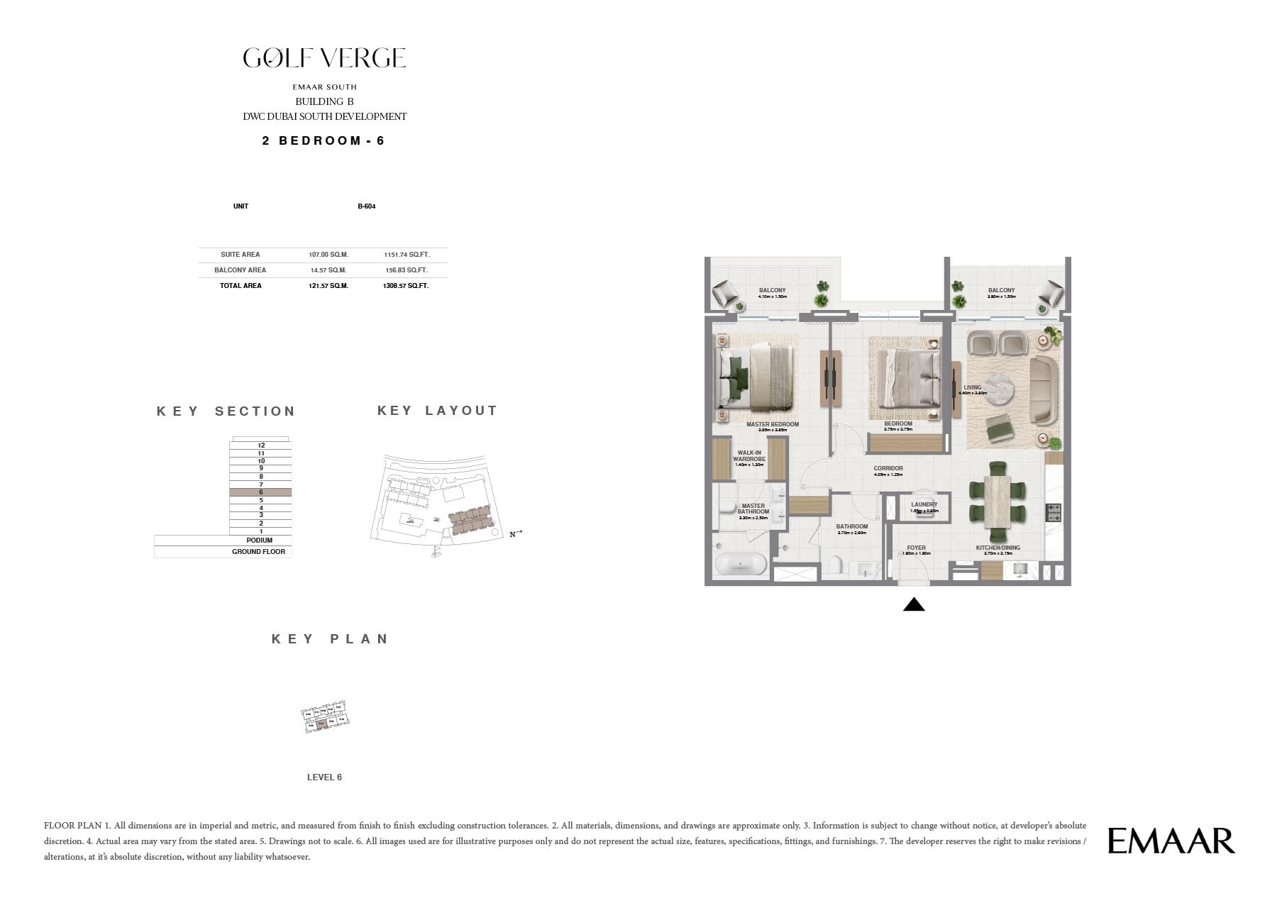 Emaar Golf Verge 2 Beds Layout