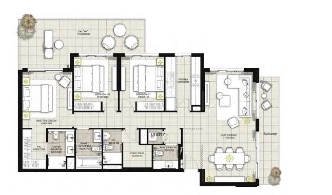 3 Beds 1727 Sq. Ft. Apartment in Emaar Golf Views