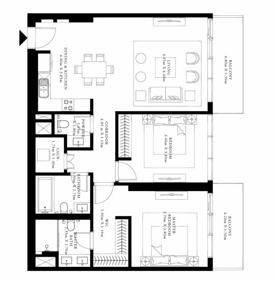 emaar grand bleu tower apartment 3 bhk 1354sqft 20205414165417