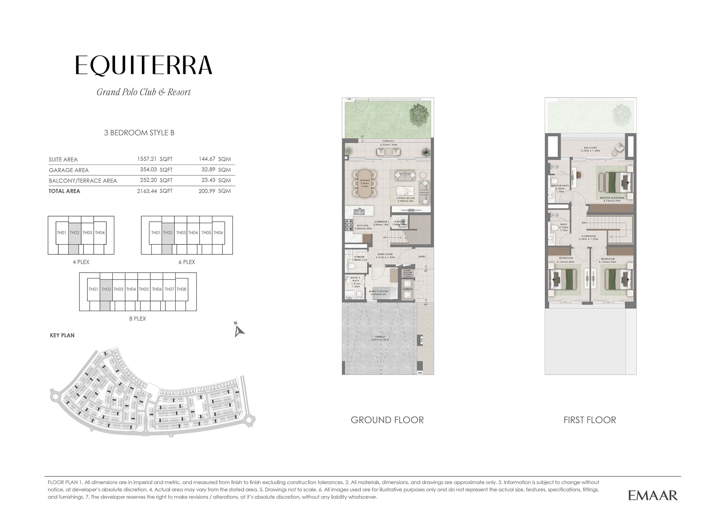 Emaar Grand Polo Equiterra 3 Beds Layout