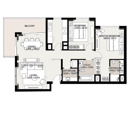 Emaar Green Square 2 Beds Layout