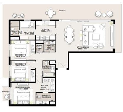 Emaar Green Square 3 Beds Layout