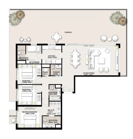 Emaar Green Square 3 Beds Layout