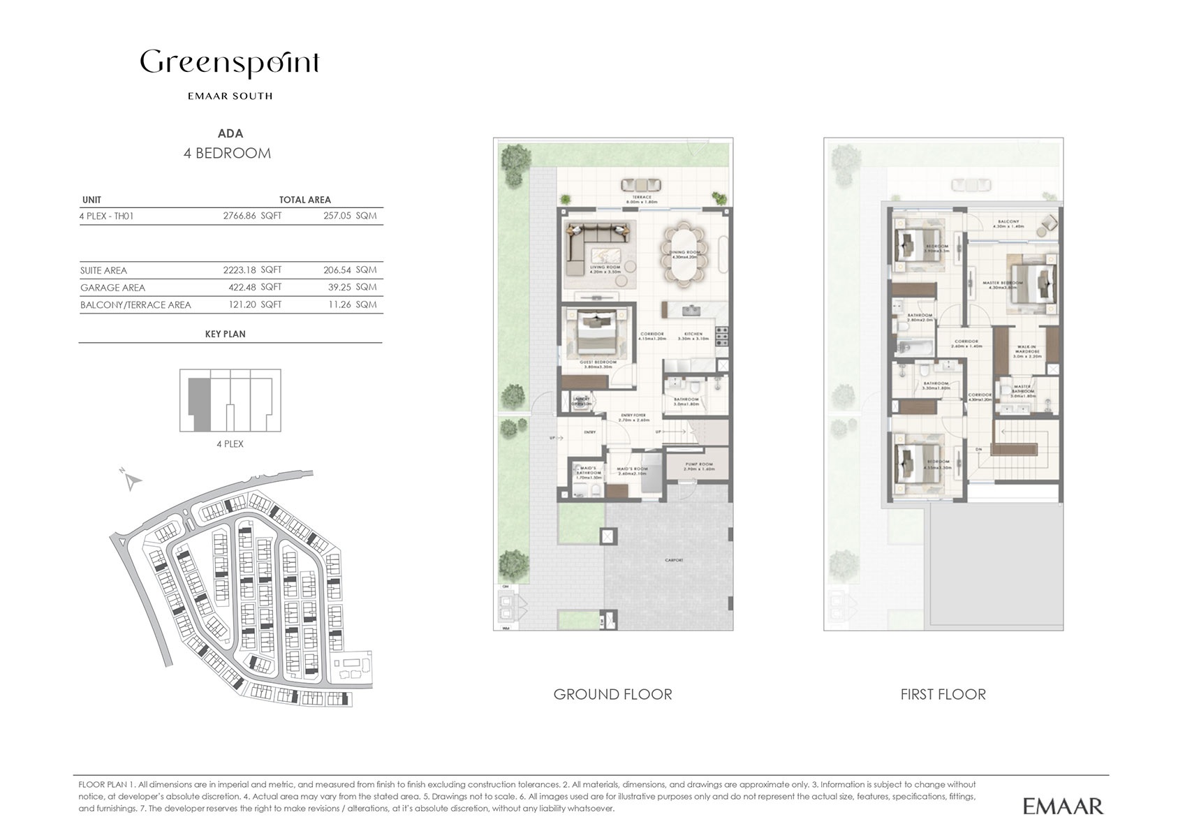 Emaar Greenspoint 4 Beds Layout