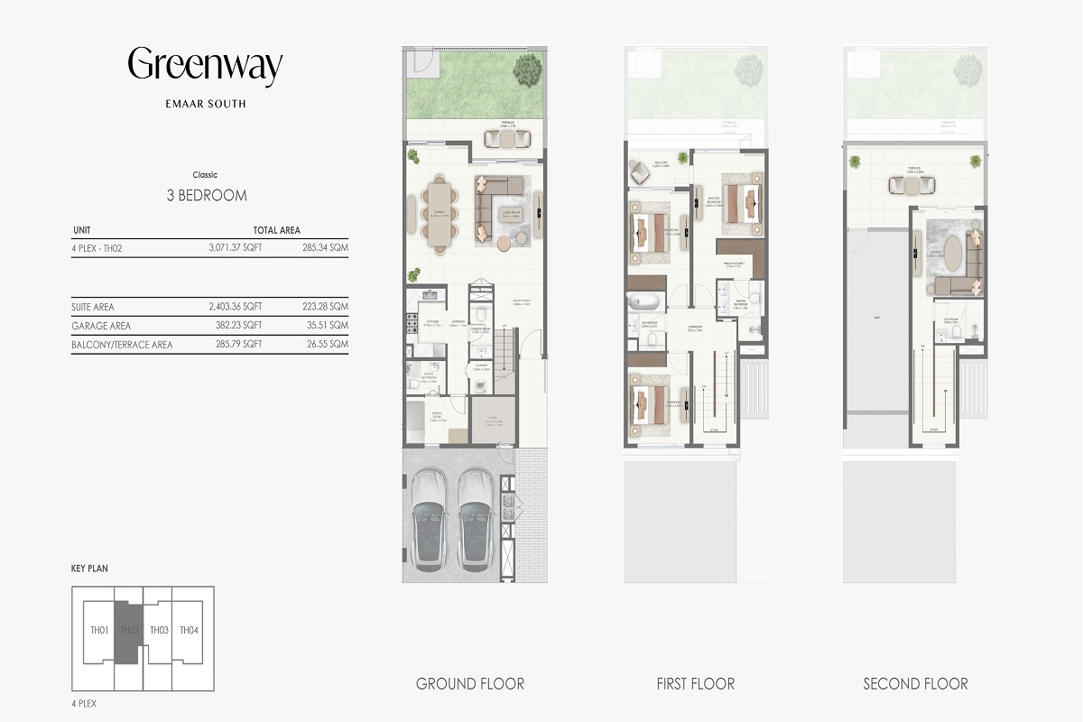Emaar Greenway 3 Beds Layout