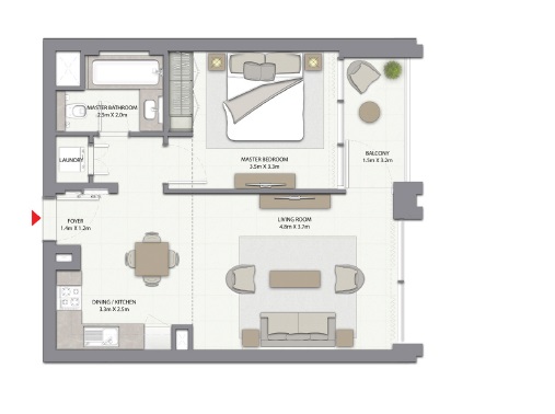 Emaar Harbour Gate 1 Bed Layout