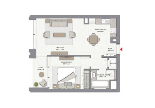 Emaar Harbour Gate 1 Bed Layout