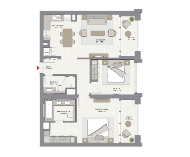 2 Beds 1075 Sq. Ft. Apartment in Emaar Harbour Gate