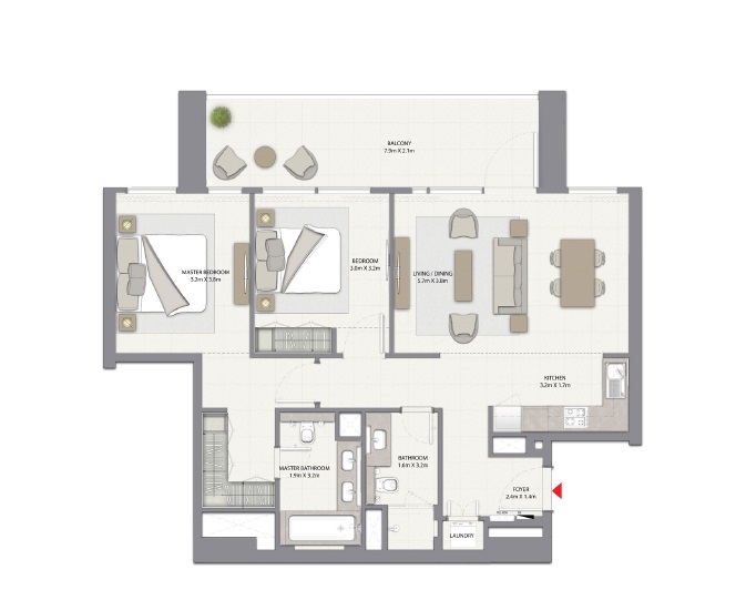 2 Beds 1164 Sq. Ft. Apartment in Emaar Harbour Gate