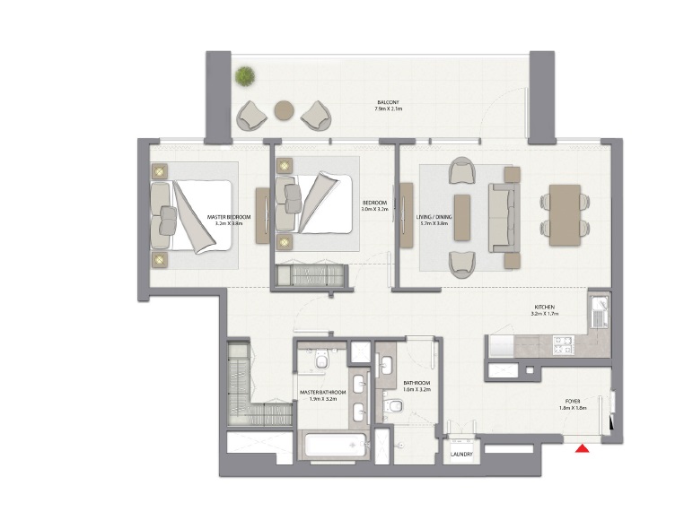 2 Beds 1214 Sq. Ft. Apartment in Emaar Harbour Gate