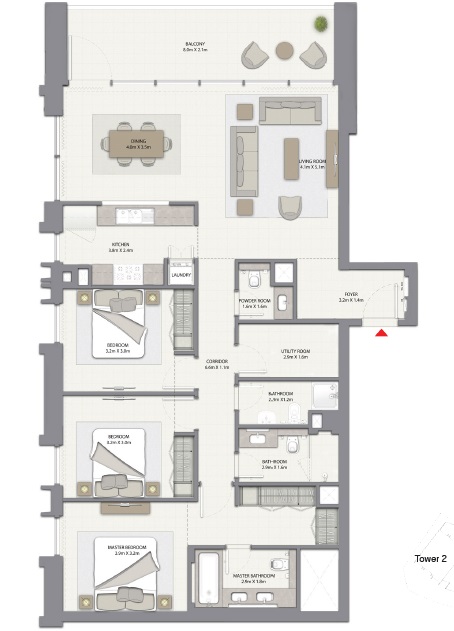 3 Beds 1648 Sq. Ft. Apartment in Emaar Harbour Gate