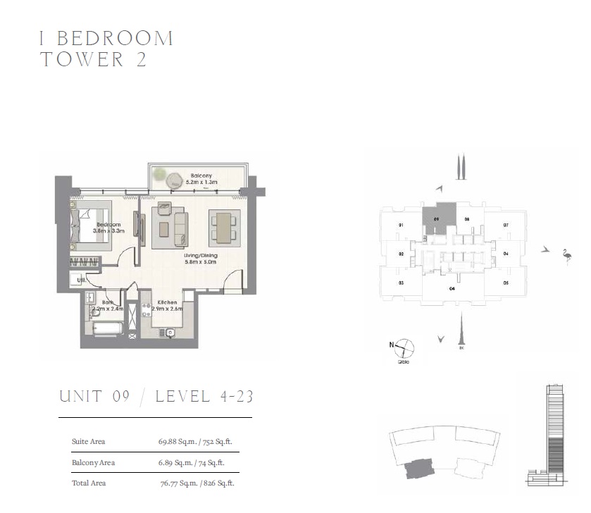 1 Bed 826 Sq. Ft. Apartment in Emaar Harbour Views