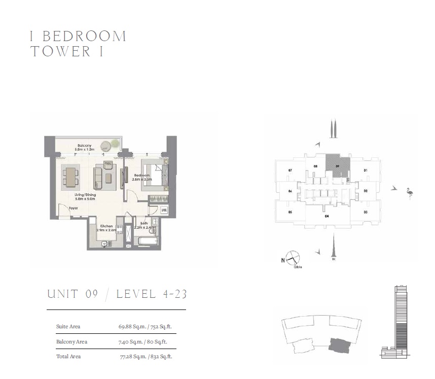 1 Bed 832 Sq. Ft. Apartment in Emaar Harbour Views