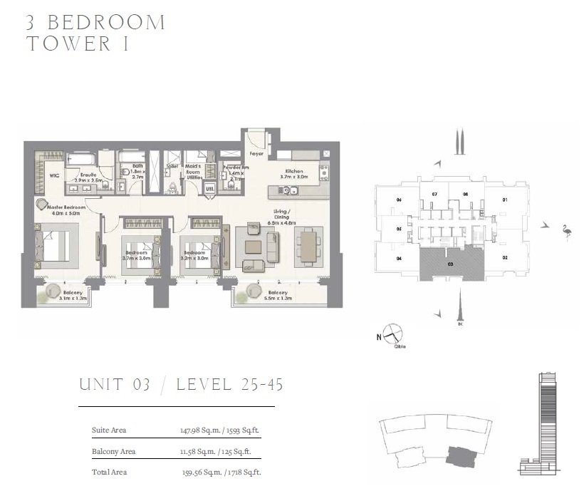 3 Beds 1718 Sq. Ft. Apartment in Emaar Harbour Views