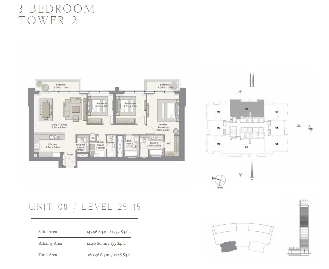3 Beds 1726 Sq. Ft. Apartment in Emaar Harbour Views