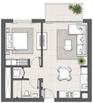 Emaar Hills Park 1 Bed Layout