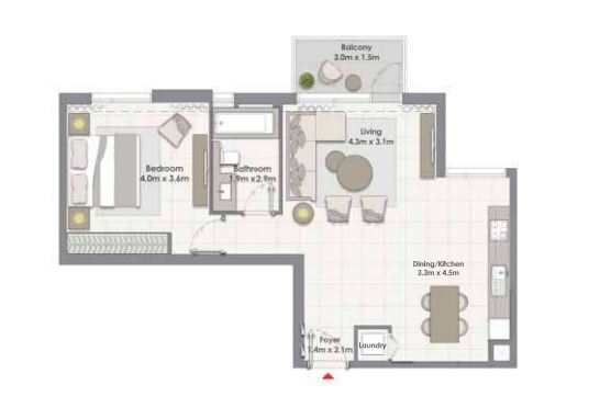 Emaar Island Park 1 Bed Layout