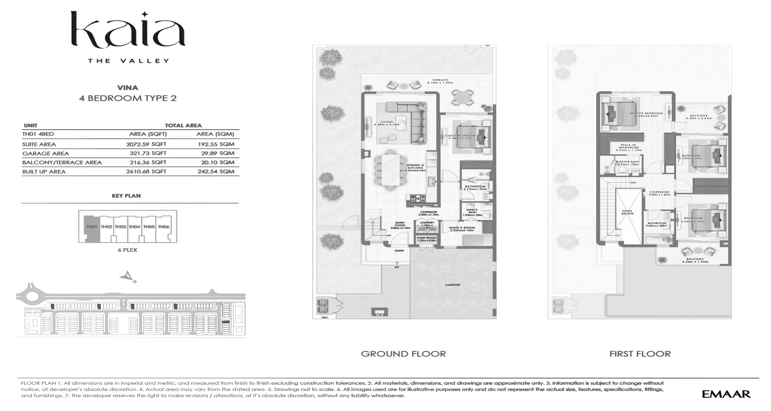 Emaar Kaia The Valley 4 Beds Layout