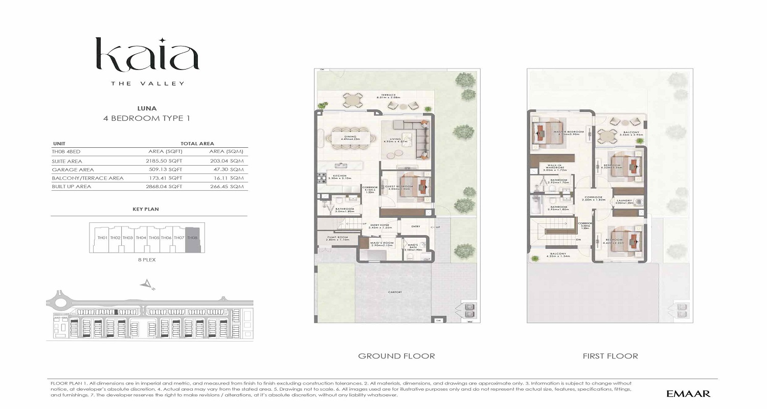 Emaar Kaia The Valley 4 Beds Layout