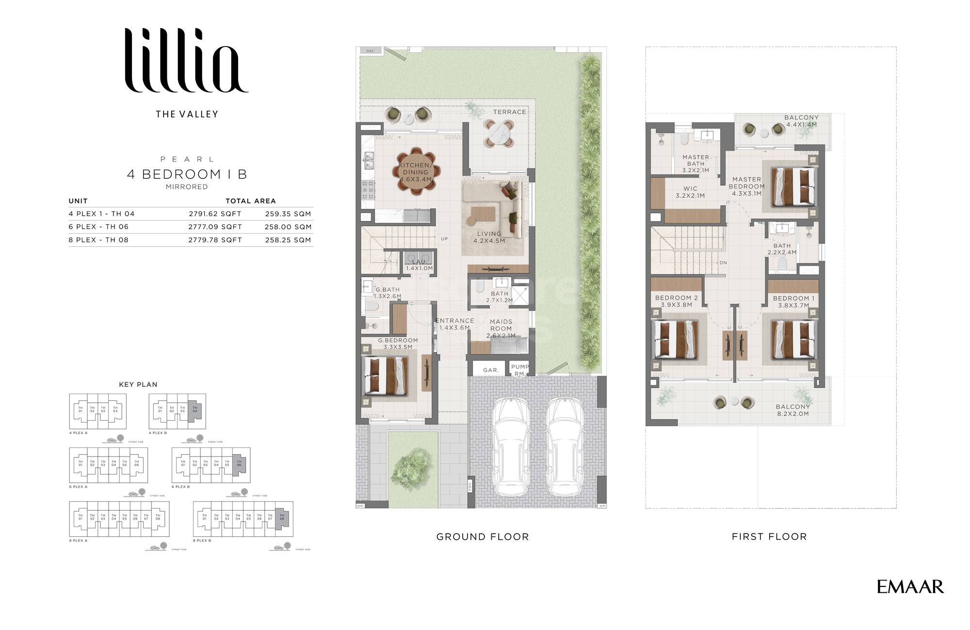 Emaar Lillia 4 Beds Layout