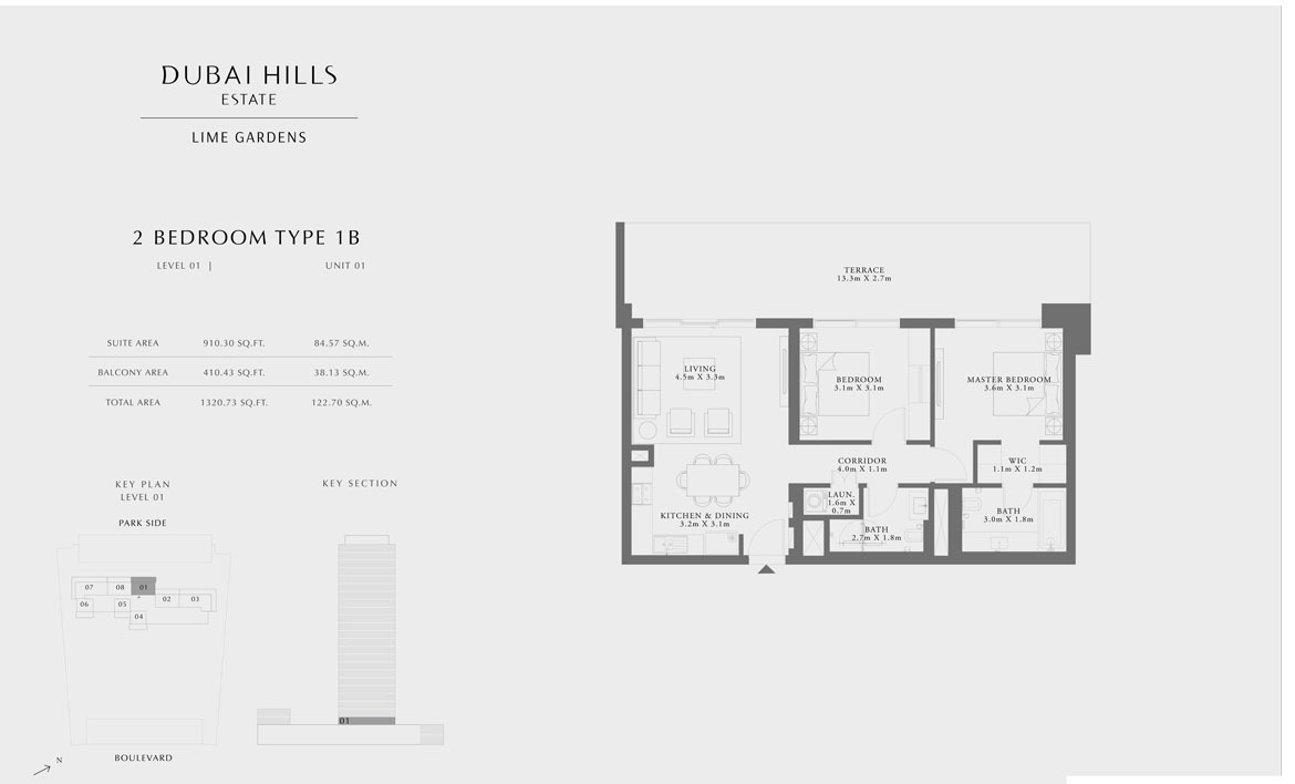 Emaar Lime Gardens 2 Beds Layout