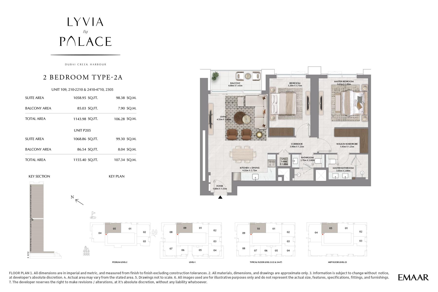 Emaar Lyvia 2 Beds Layout