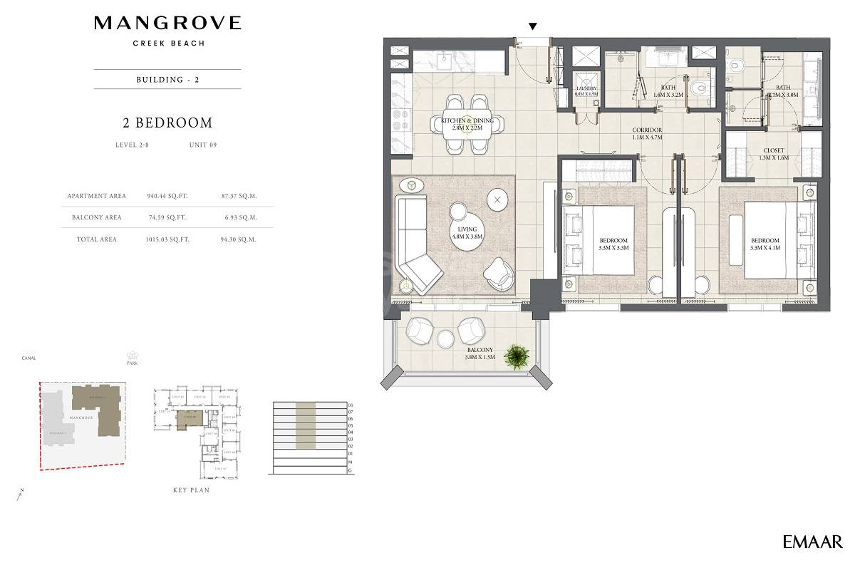 2 Beds 1015 Sq. Ft. Apartment in Emaar Mangrove