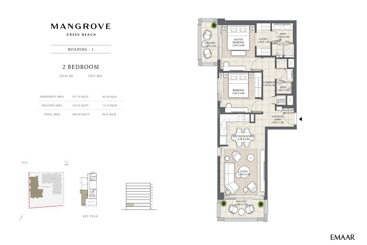 2 Beds 1059 Sq. Ft. Apartment in Emaar Mangrove