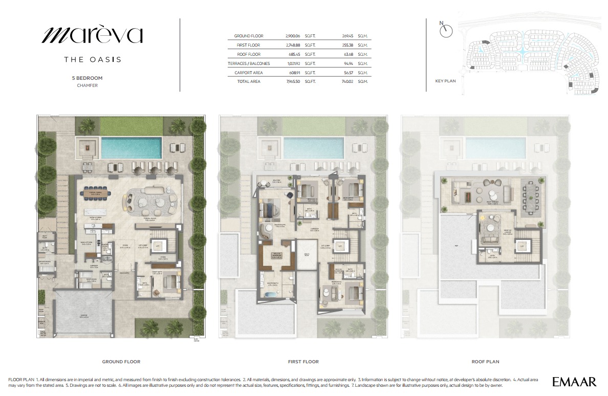 Emaar Mareva 5 Beds Layout
