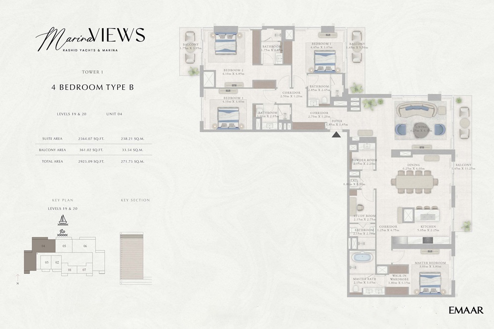 4 Beds 2925 Sq. Ft. Apartment in Emaar Marina Views