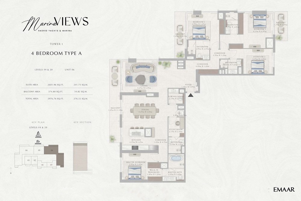 4 Beds 2977 Sq. Ft. Apartment in Emaar Marina Views