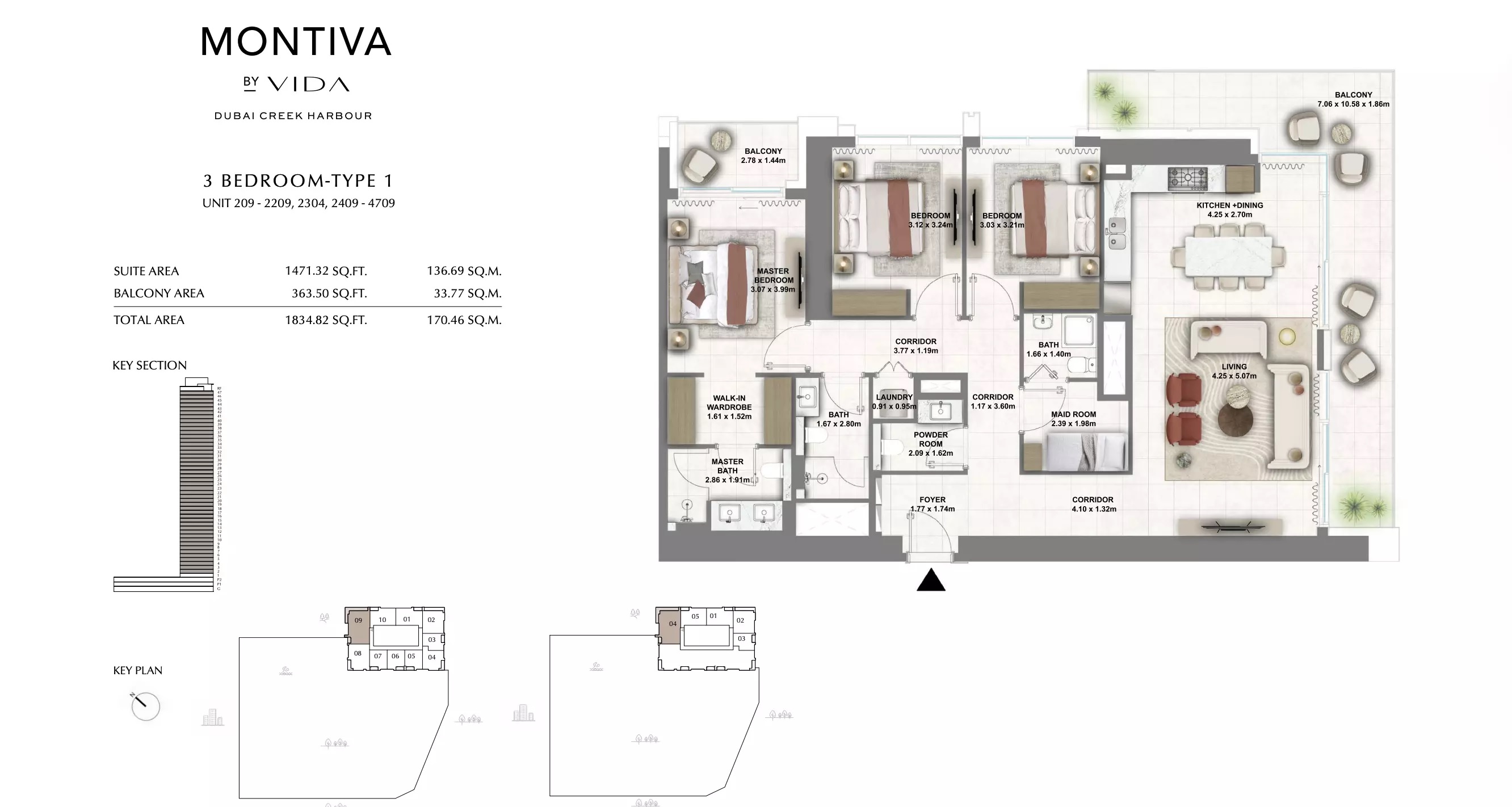 Emaar Montiva 3 Beds Layout