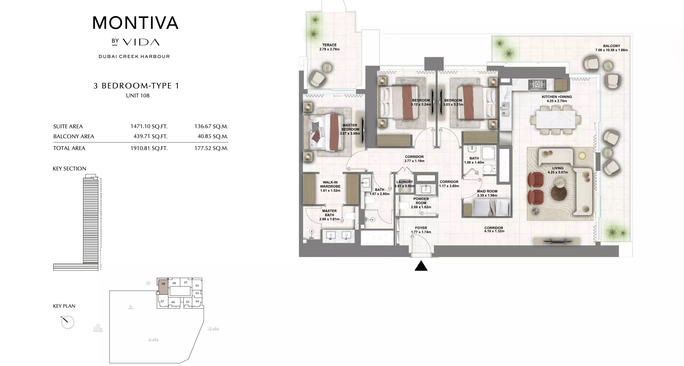 Emaar Montiva 3 Beds Layout