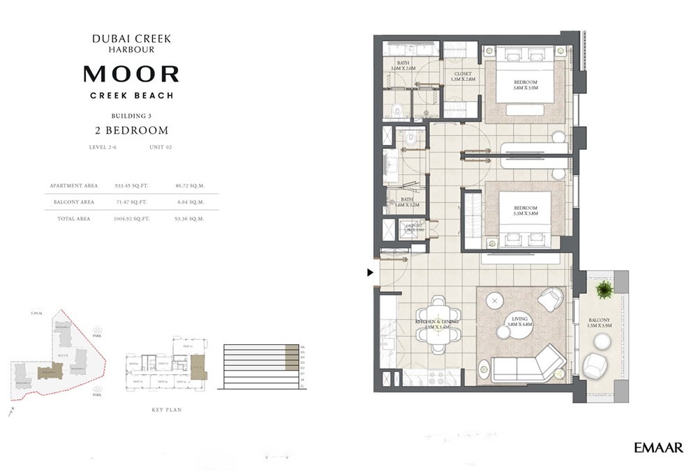 2 Beds 1005 Sq. Ft. Apartment in Emaar Moor