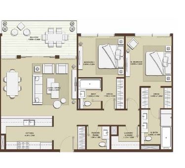 Emaar Mulberry 2 Beds Layout