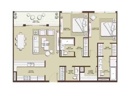 Emaar Mulberry 2 Beds Layout
