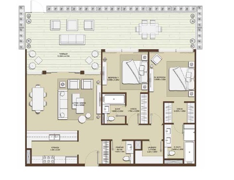 Emaar Mulberry 2 Beds Layout