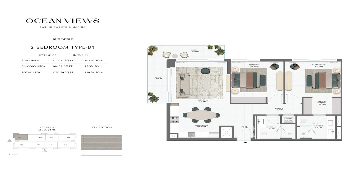 2 Beds 1280 Sq. Ft. Apartment in Emaar Ocean Views