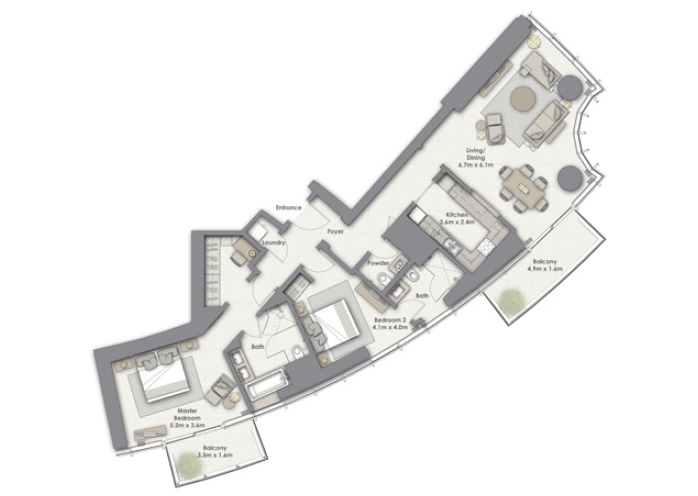 2 Beds 1638 Sq. Ft. Apartment in Emaar Opera Grand