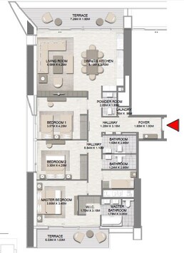 3 Beds 1774 Sq. Ft. Apartment in Emaar Palace Residences