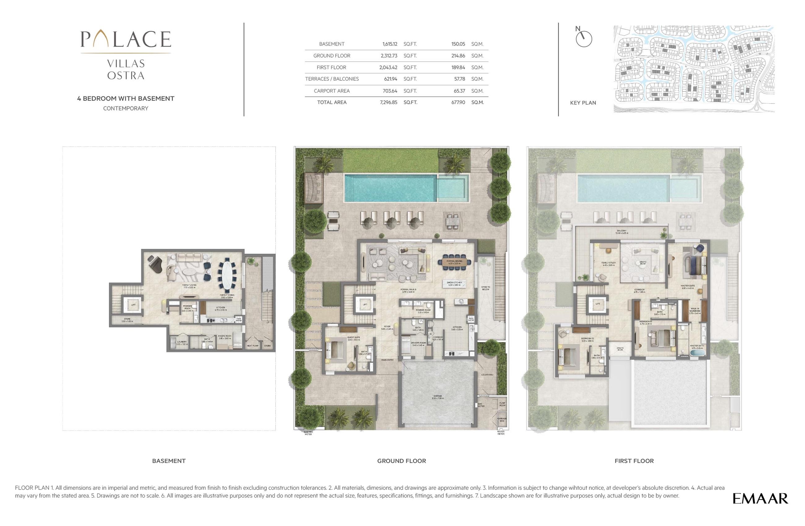 Emaar Palace Villas Ostra 4 Beds Layout