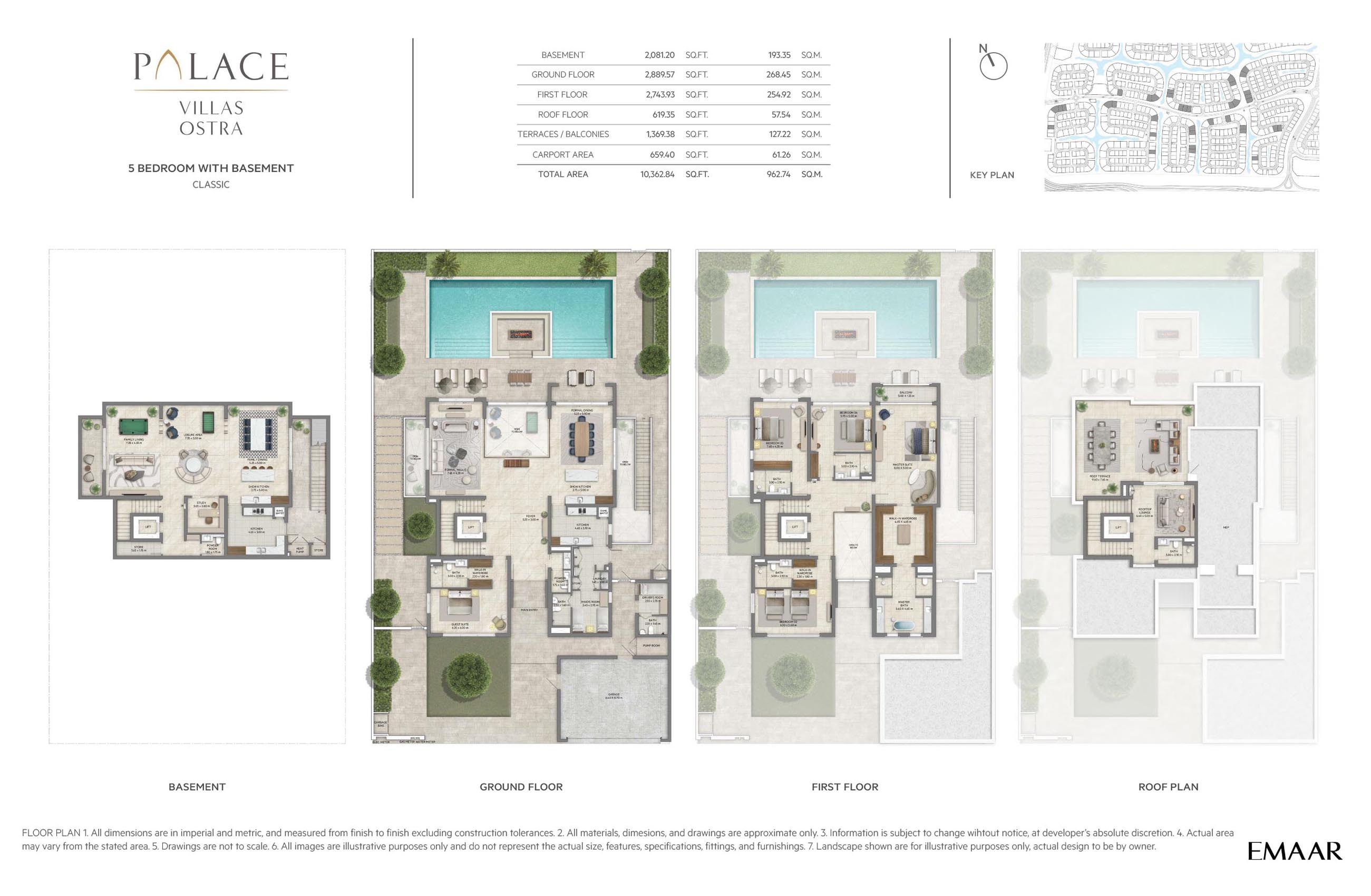 Emaar Palace Villas Ostra 5 Beds Layout