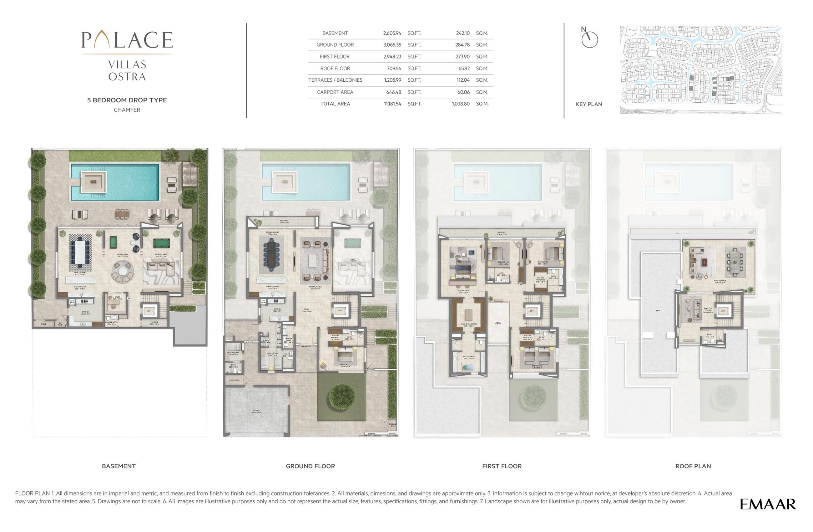 Emaar Palace Villas Ostra 5 Beds Layout