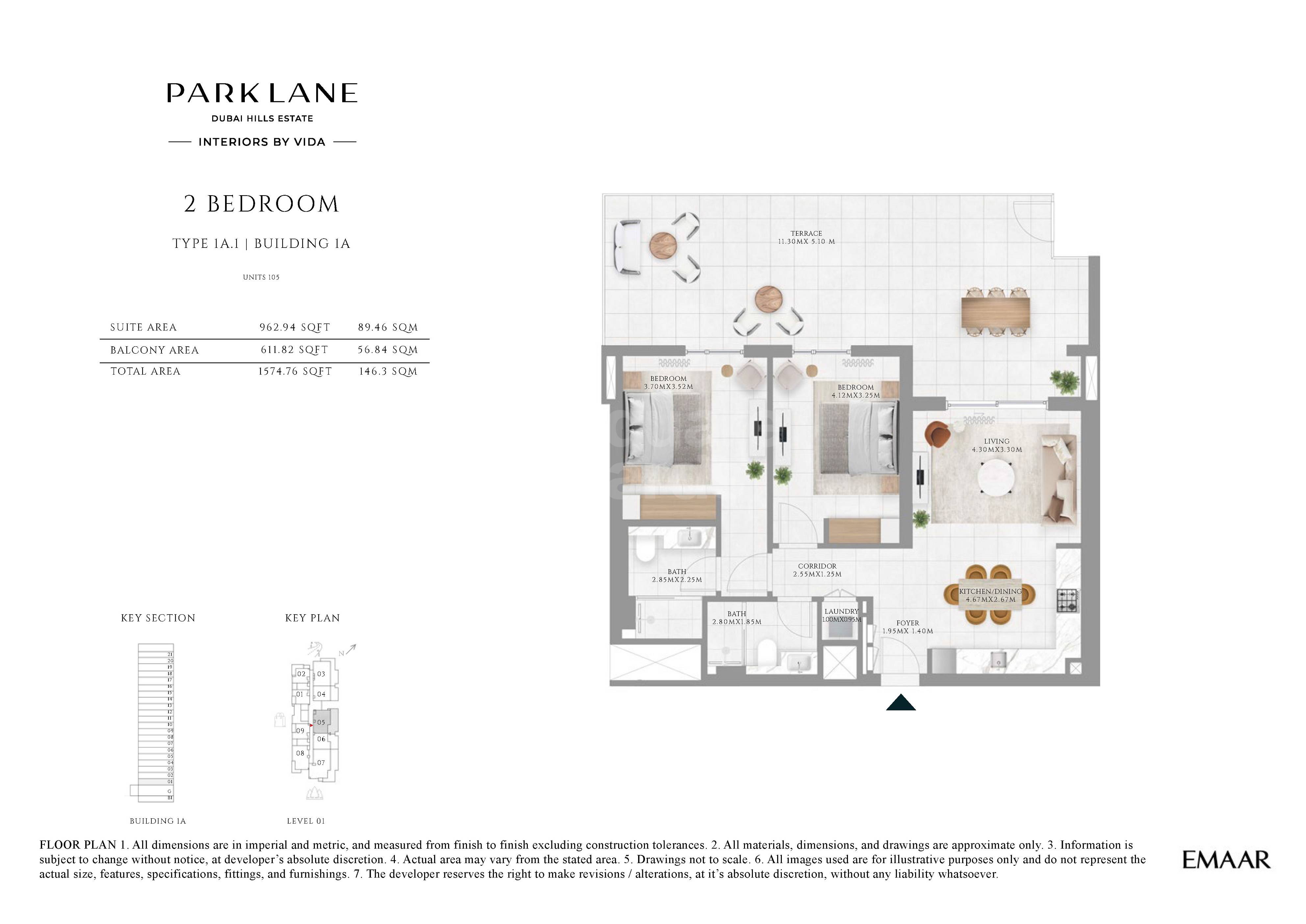 2 Beds 1575 Sq. Ft. Apartment in Emaar Park Lane