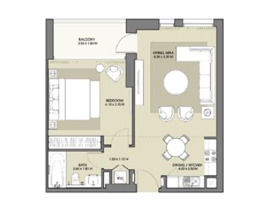 1 Bed 728 Sq. Ft. Apartment in Emaar Park Point