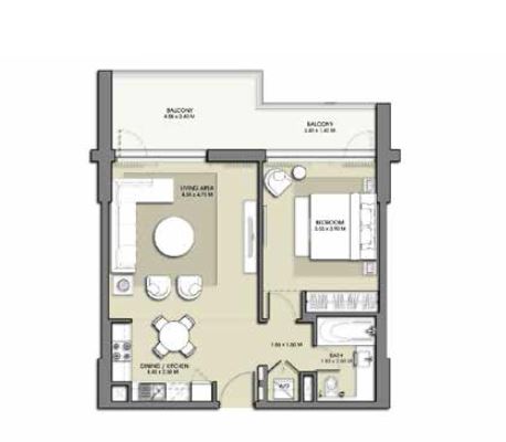 1 Bed 858 Sq. Ft. Apartment in Emaar Park Point