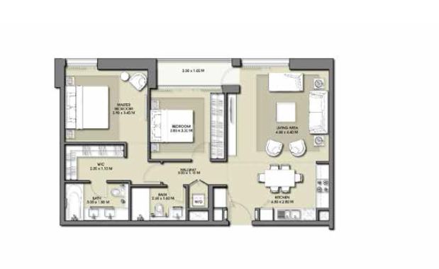 2 Beds 1014 Sq. Ft. Apartment in Emaar Park Point