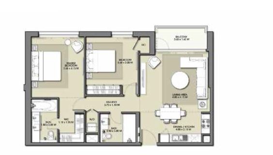 2 Beds 1024 Sq. Ft. Apartment in Emaar Park Point