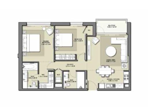 2 Beds 1026 Sq. Ft. Apartment in Emaar Park Point